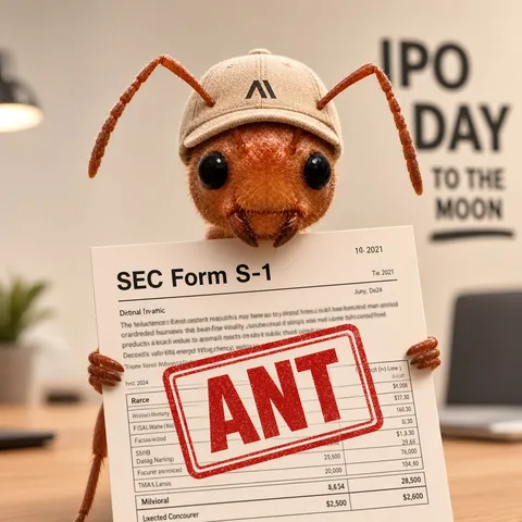 The ant holding an SEC Form S-1 stamped ANT on IPO day